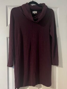 Lou & Grey Plum Red Cowl Neck Dress